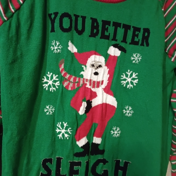 Mighty Fine You Better Slegigh   Red and Green Santa Sweater Sz M - Picture 4 of 4